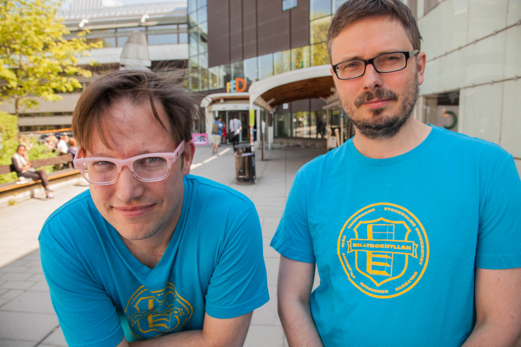 John D. Freyer & Johan Lindquist and their Lil' Billy Mobile Research Lab outside the Dept of Social Anthropology at Stockholm University.